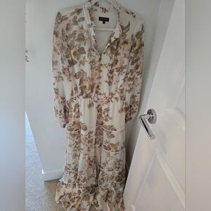 1. State Floral Maxi Dress in Cream and Brown